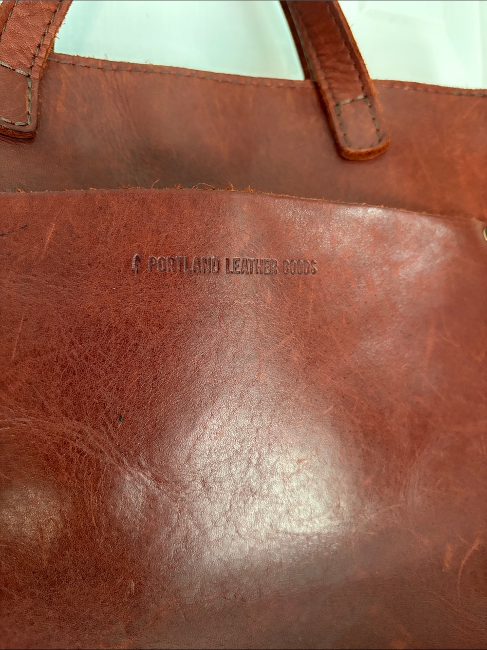Portland Leather Chestnut Brown Nutmeg Medium Crossbody Shoulder Leather Tote - Picture 2 of 10